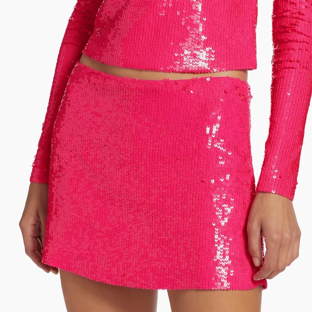 Alice + Olivia Rubi Sequined Mini Skirt in Wild Hot Pink size 0